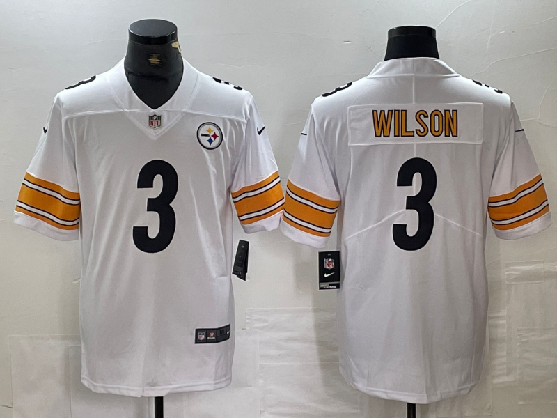 Men's Pittsburgh Steelers Russell Wilson #3 White Game Player Jerseys