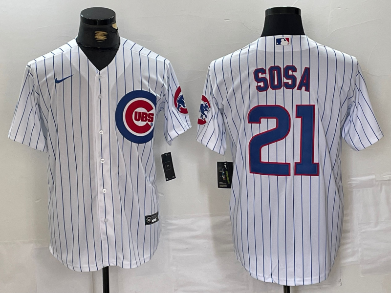 Men's Chicago Cubs Sammy Sosa #21 White Replica Baseball Jerseys