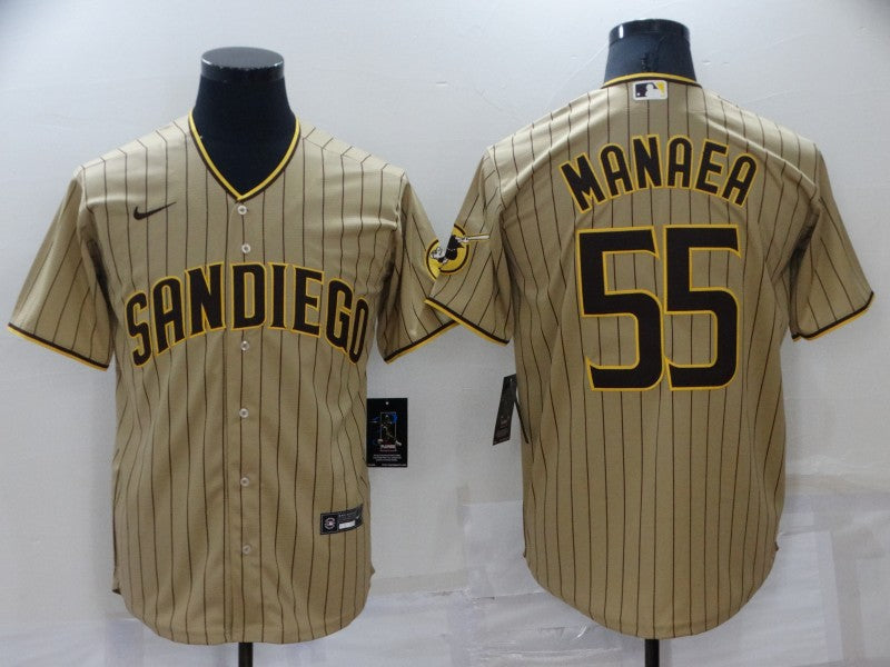 Men's San Diego Padres Sean Manaea #55 Khaki Stitched Jerseys