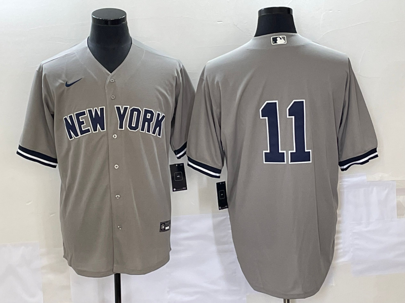 Men's New York Yankees Anthony Volpe #11 Gray Replica Player Name Jerseys