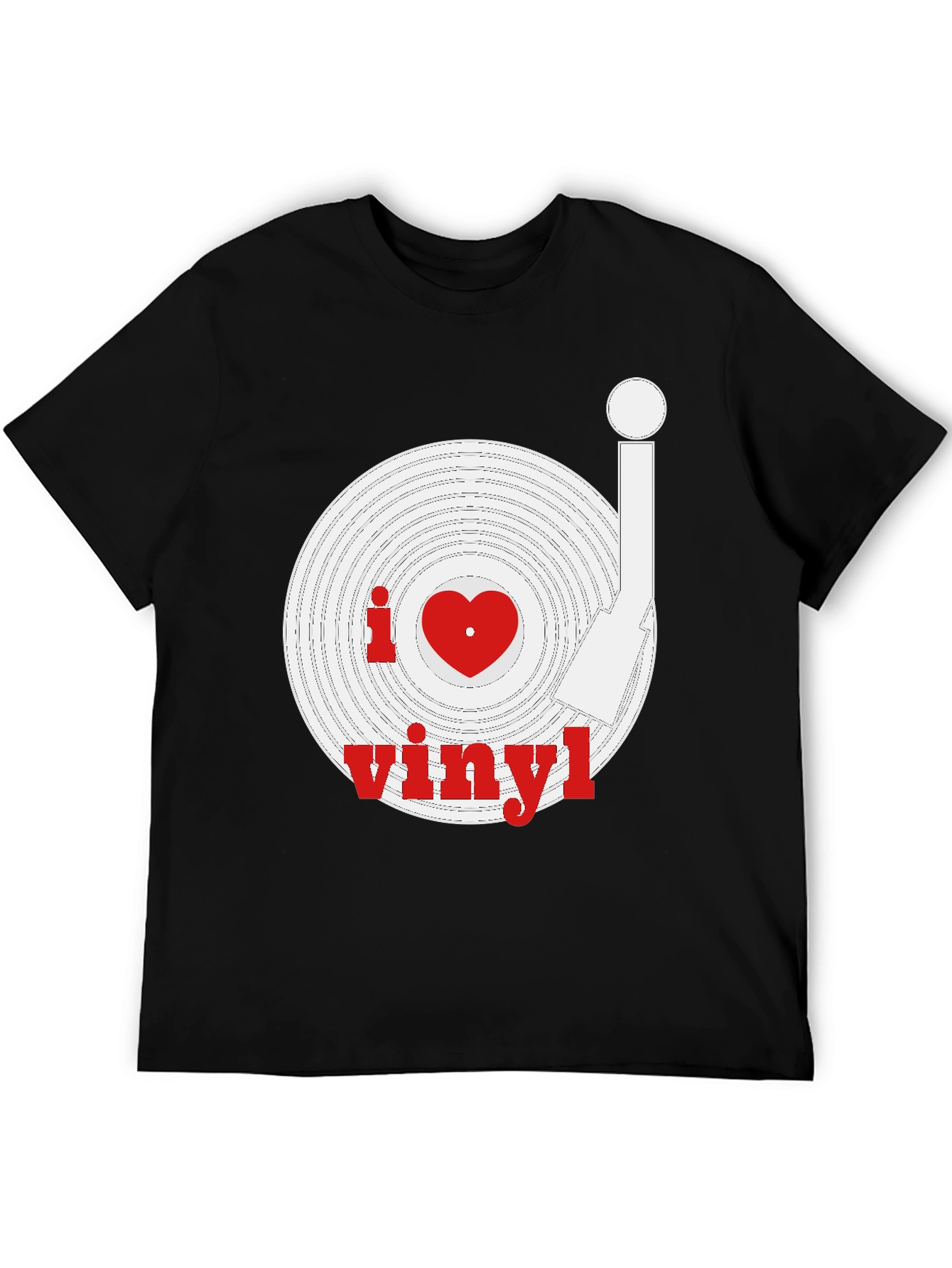 I Heart Vinyl Record Black T-Shirt