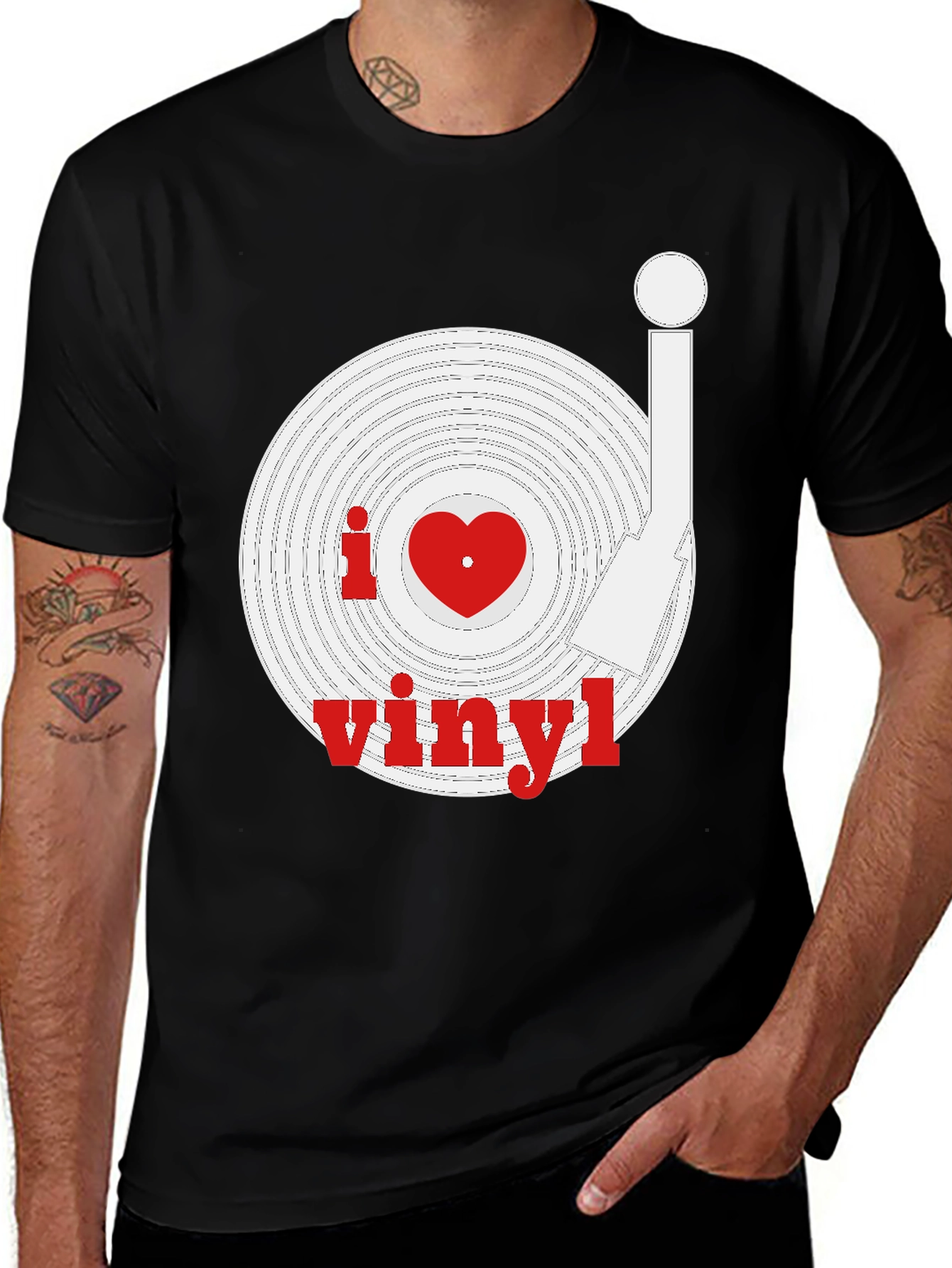 I Heart Vinyl Record Black T-Shirt