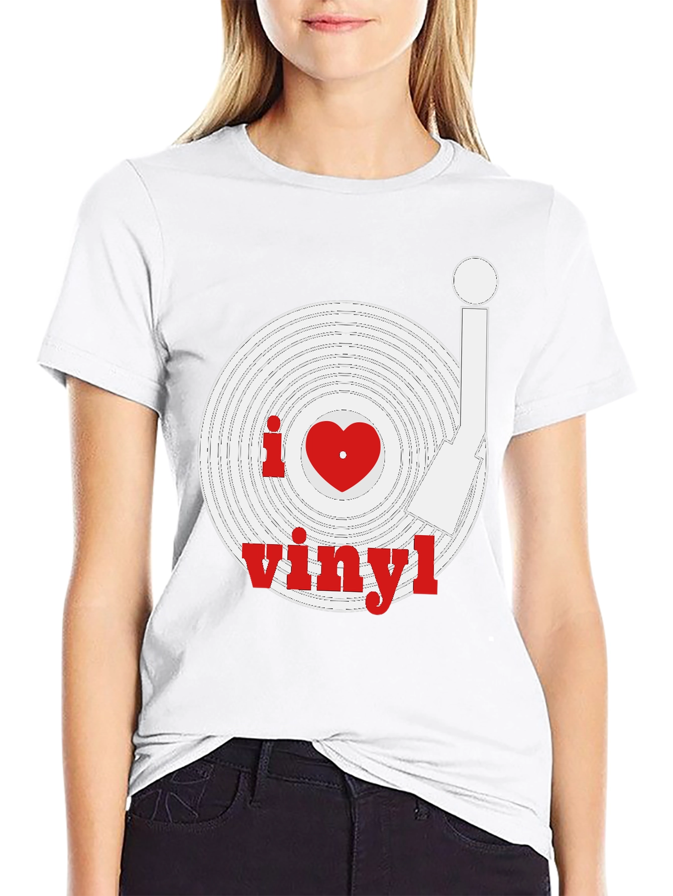 I Heart Vinyl Record Black T-Shirt