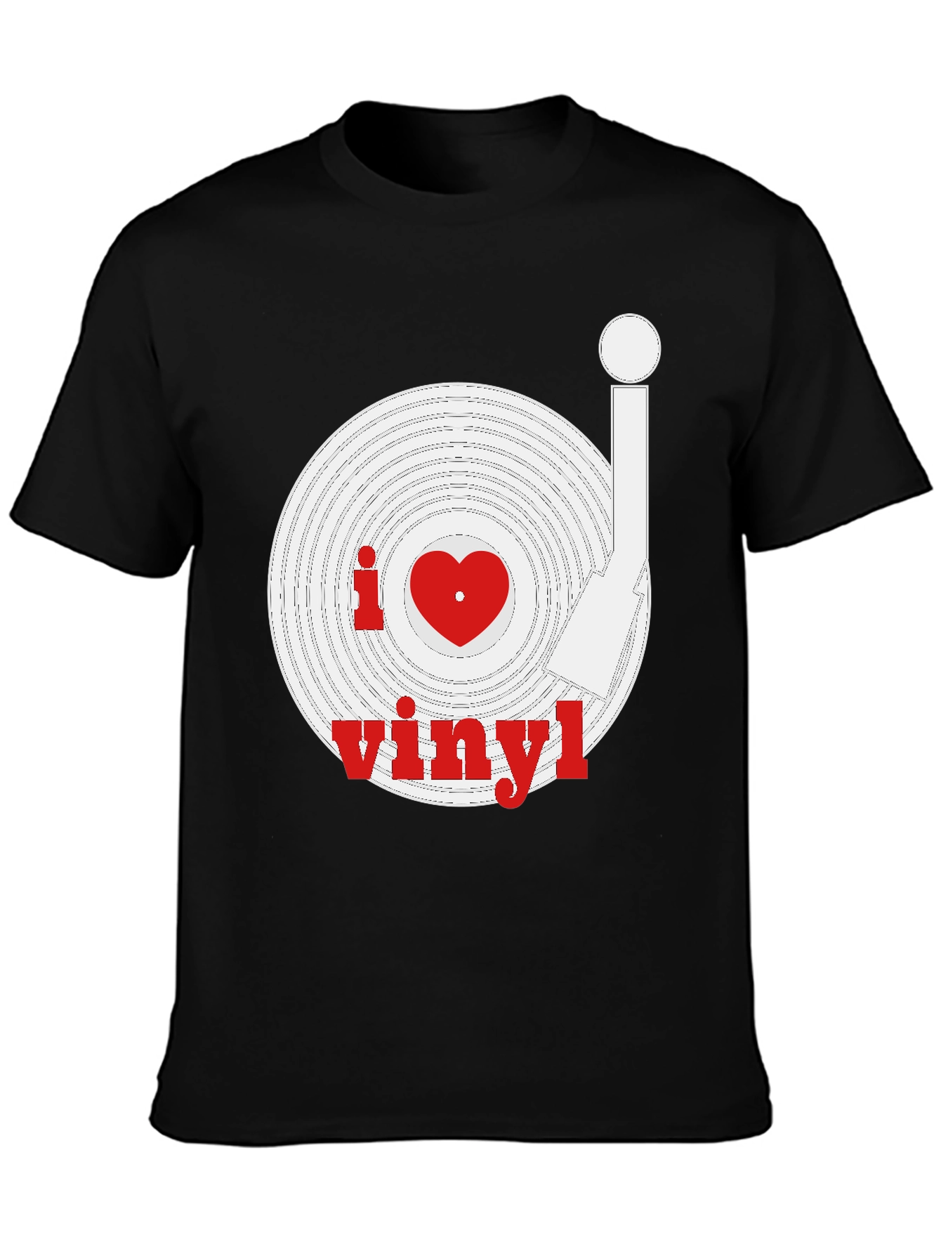 I Heart Vinyl Record Black T-Shirt