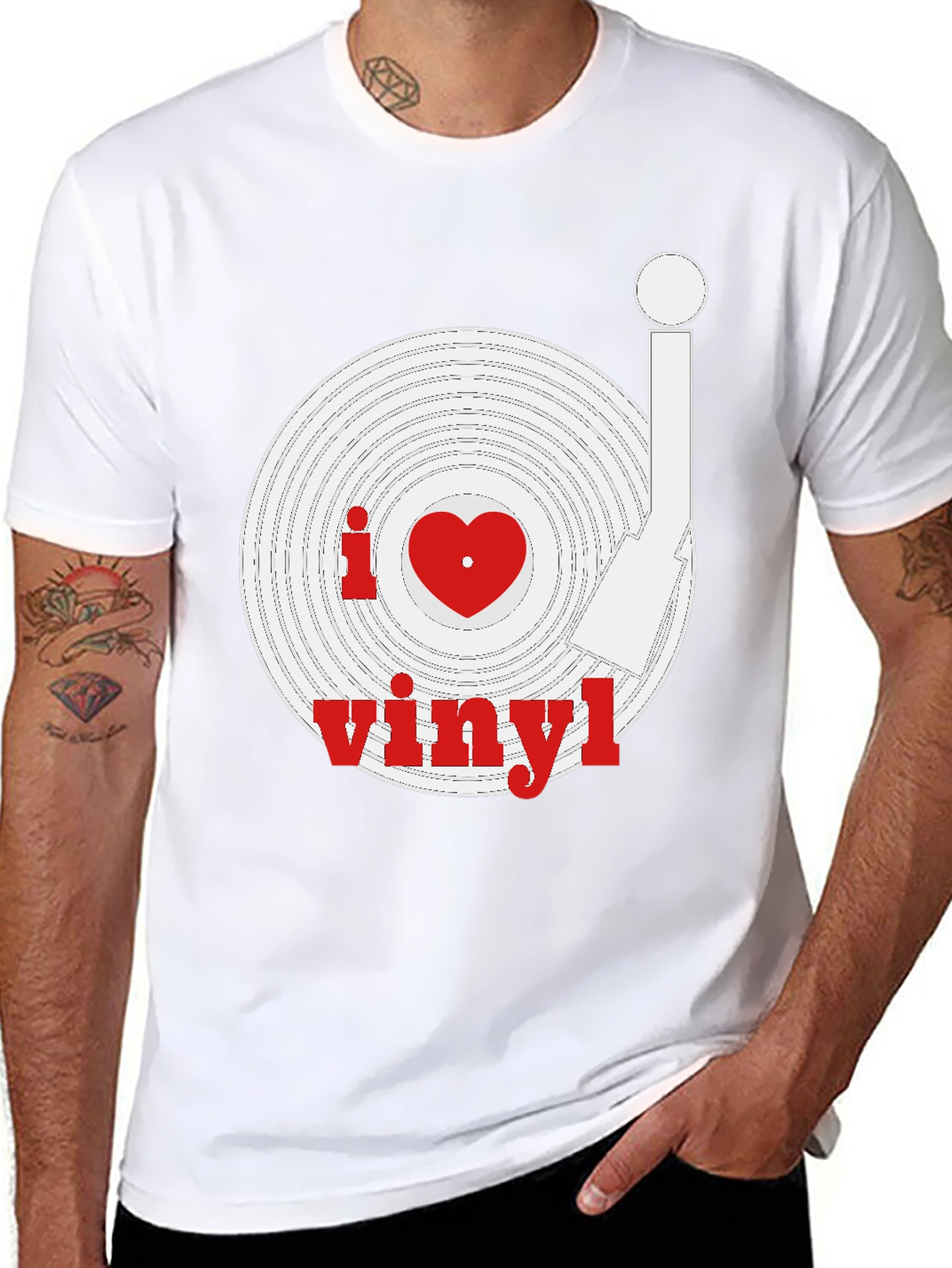 I Heart Vinyl Record Black T-Shirt