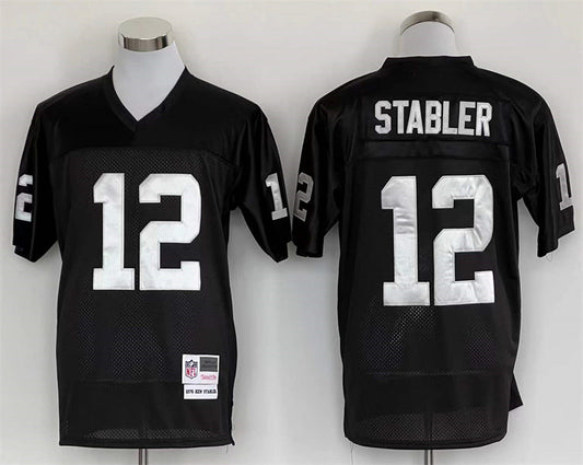 Men's Oakland Raiders Ken Stabler Mitchell & Ness Black Legacy Replica Jerseys