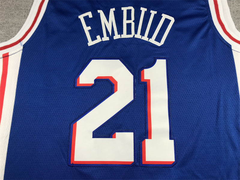 Men's Philadelphia 76ers Joel Embiid #21 Blue Swingman Jerseys - Icon Edition