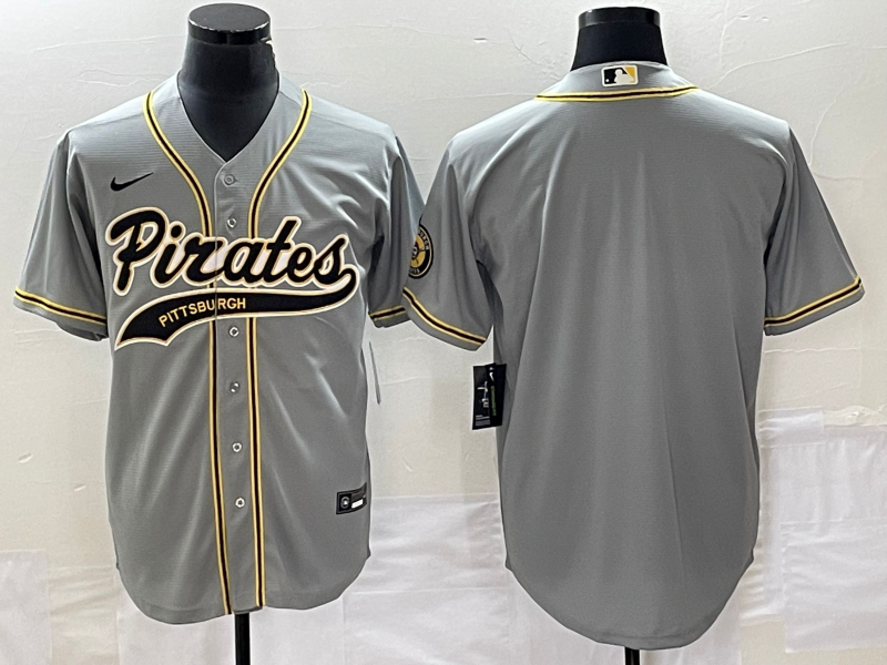Men's Pittsburgh Pirates Gray Blank Replica Jerseys Joint Edition