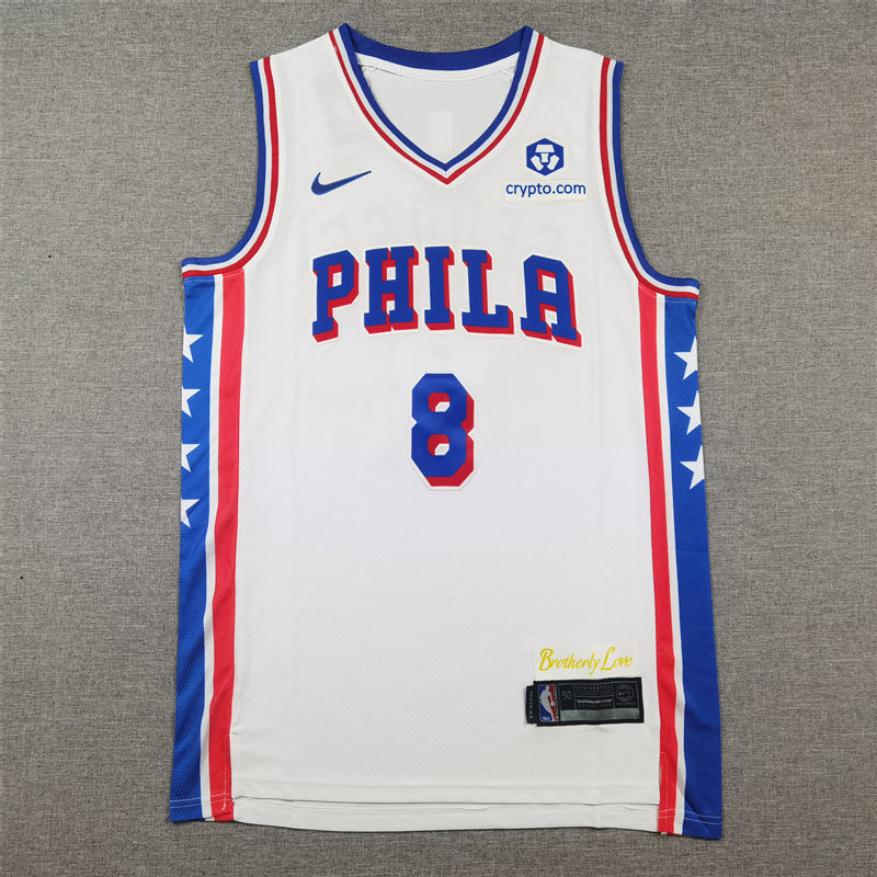 Men's Philadelphia 76ers Paul George #8 White Swingman Jerseys - Association Edition