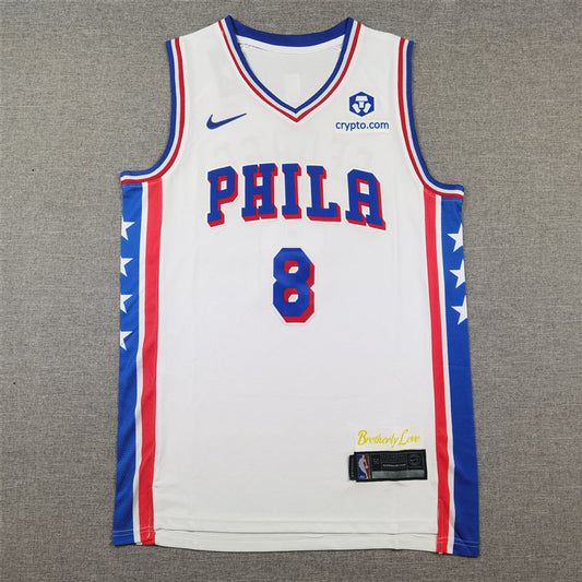 Men's Philadelphia 76ers Paul George #8 White Swingman Jerseys - Association Edition