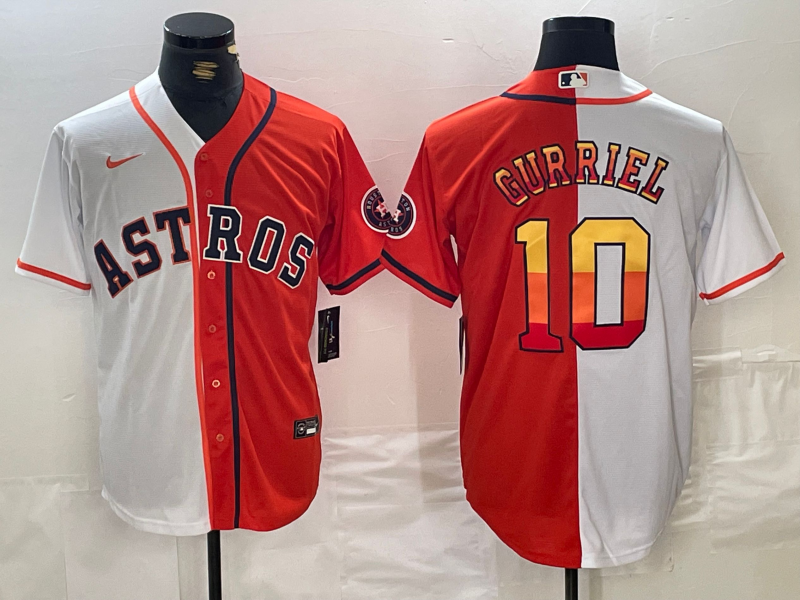 Men's Houston Astros Yuli Gurriel #10 White/Orange Replica Player Jerseys