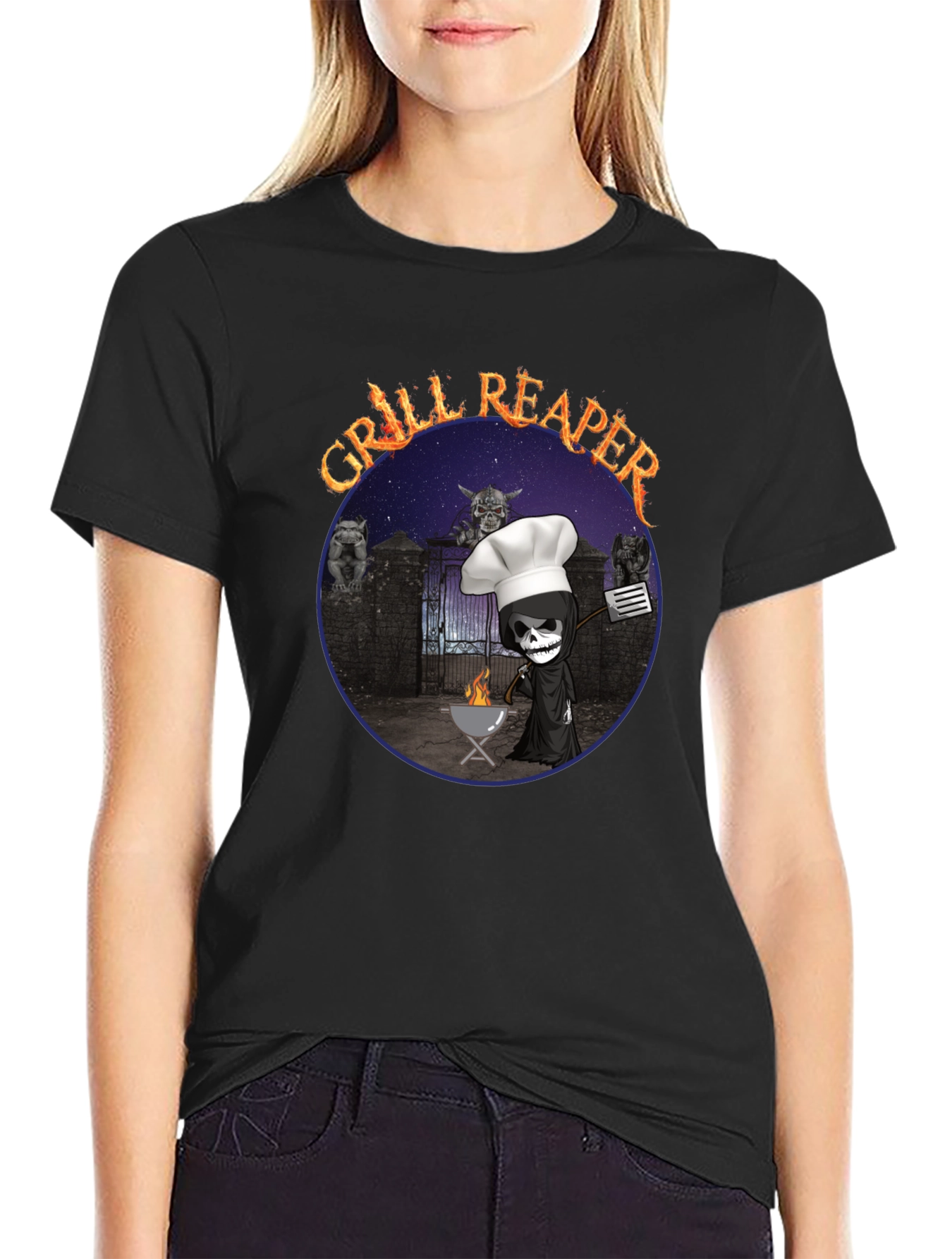 Grill Reaper Funny BBQ T-Shirt