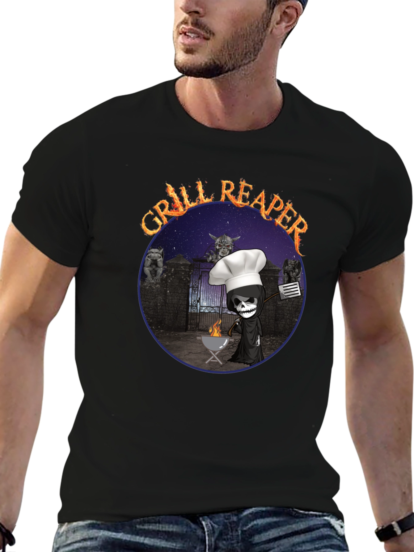 Grill Reaper Funny BBQ T-Shirt