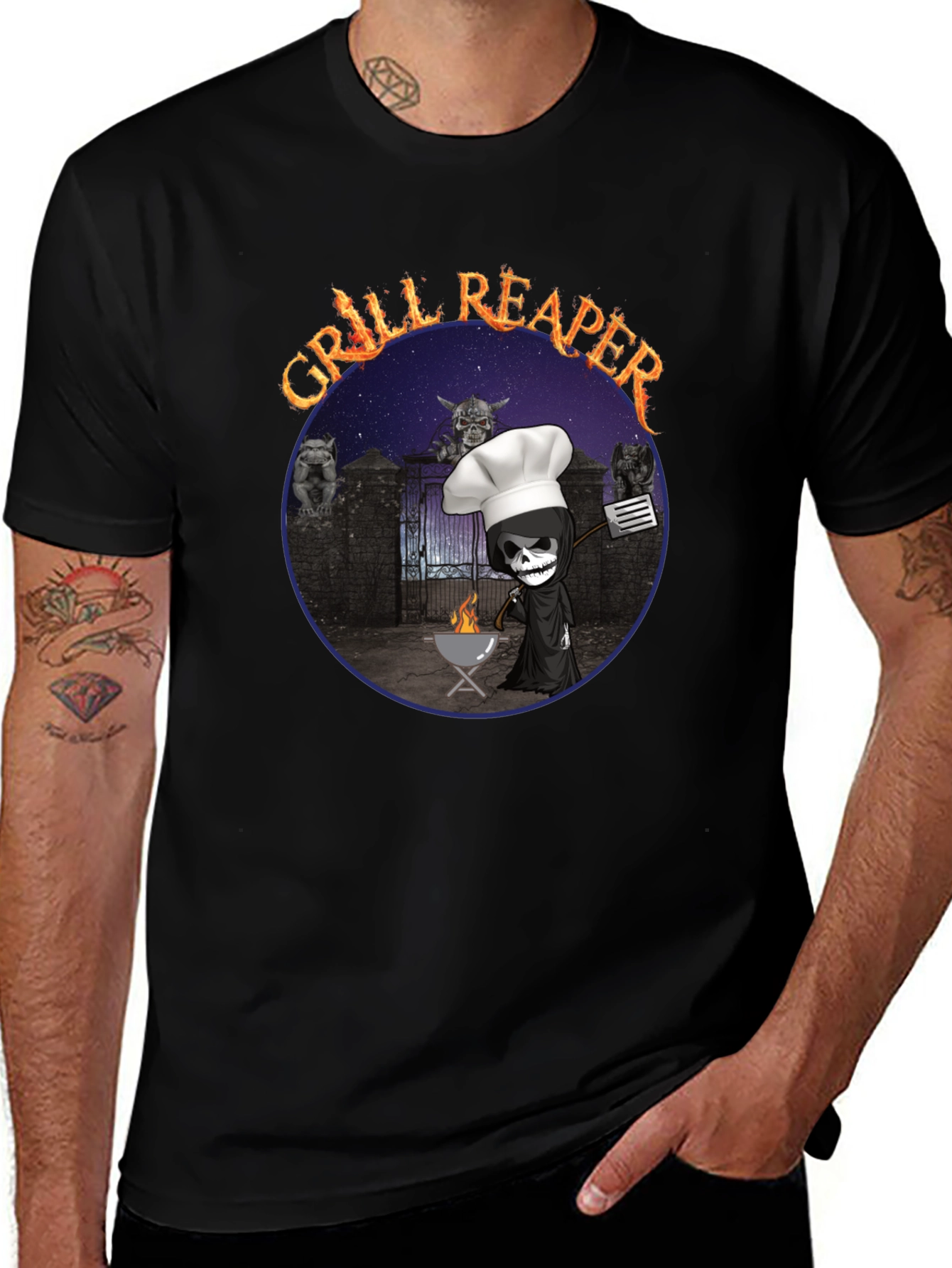 Grill Reaper Funny BBQ T-Shirt