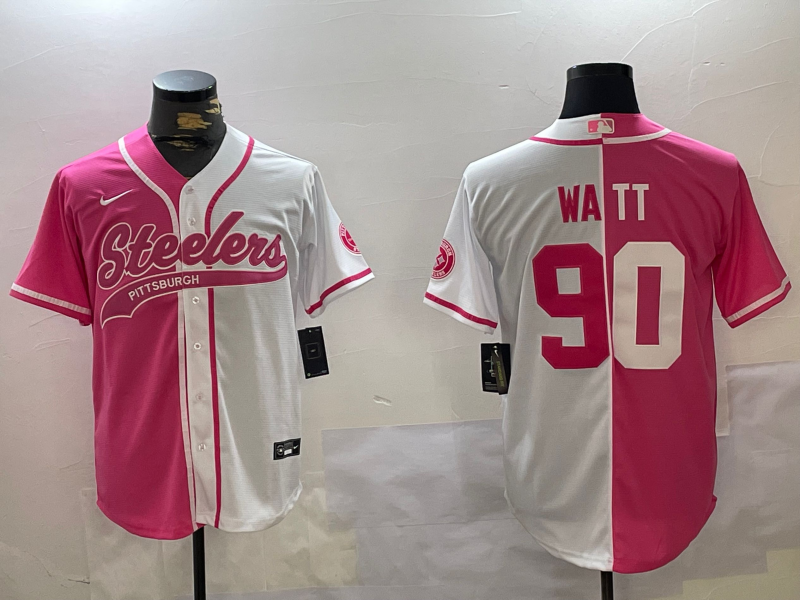 Men's Pittsburgh Steelers T.J. Watt #90 Pink/White Game Jerseys