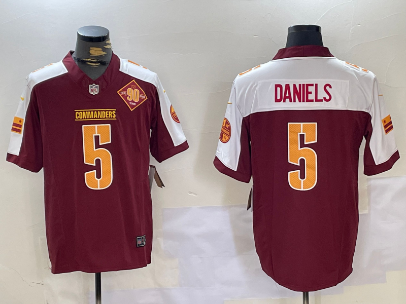 Men's Washington Commanders Jayden Daniels #5 Burgundy Player Game Jerseys