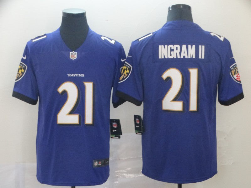 Men's Baltimore Ravens Mark Ingram II #21 Purple Game Player Jerseys