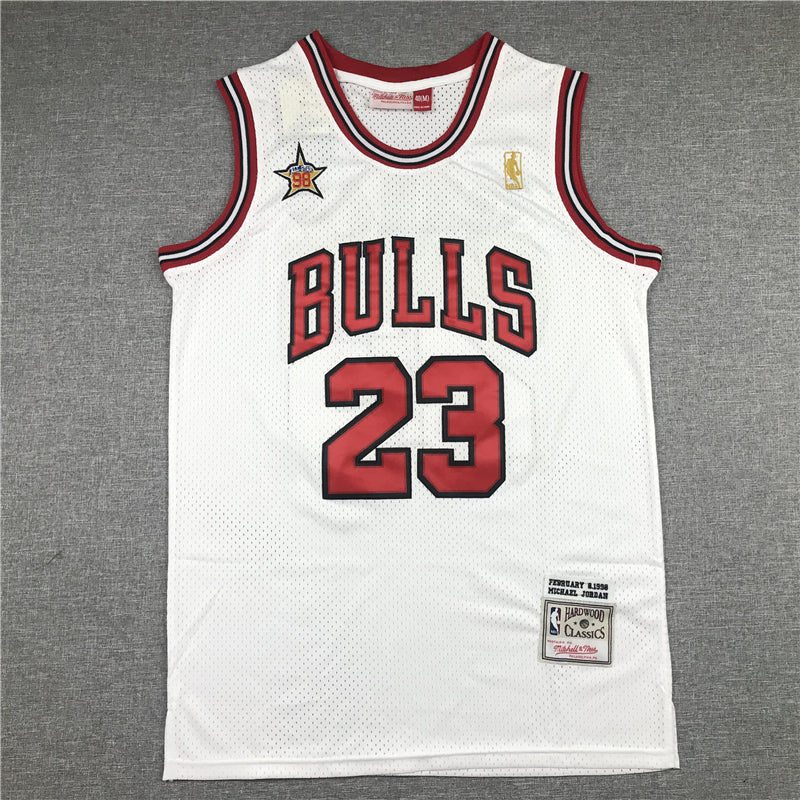 Men's Chicago Bulls Michael Jordan #23 White 1998 All Star Hardwood Classics Authentic Jerseys