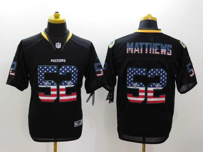 Men's Green Bay Packers Clay Matthews #52 Black Game Jerseys