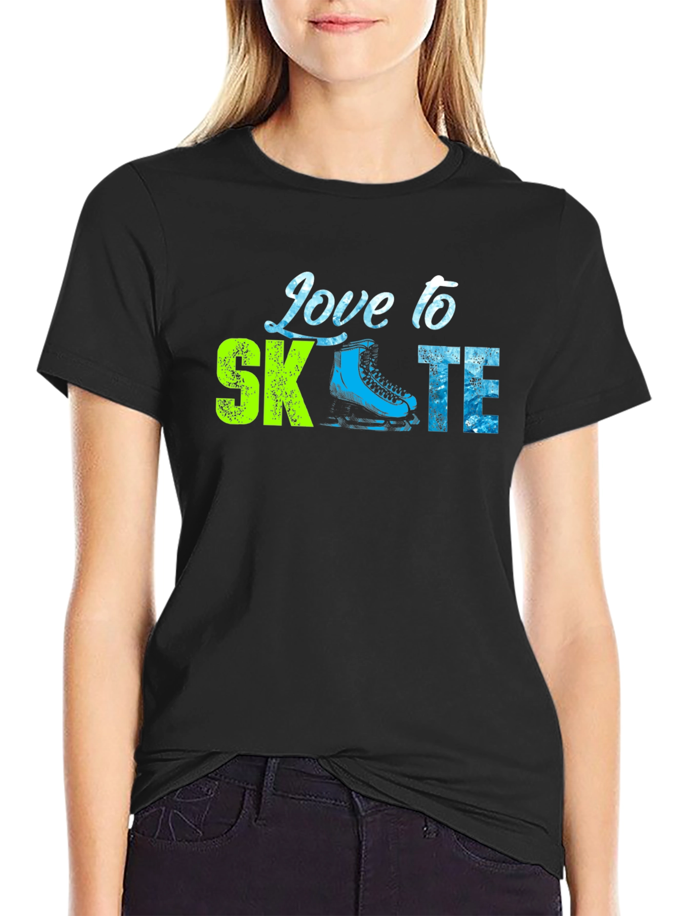 Love to Skate Graphic Tee - Black Cotton T-Shirt