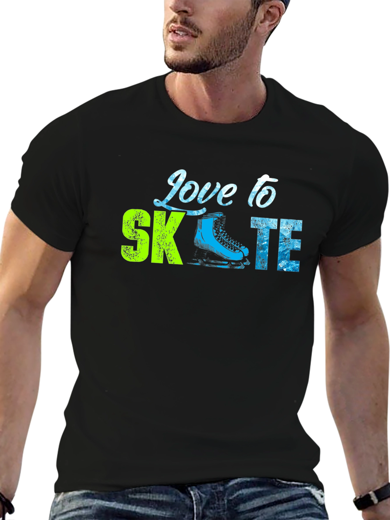 Love to Skate Graphic Tee - Black Cotton T-Shirt