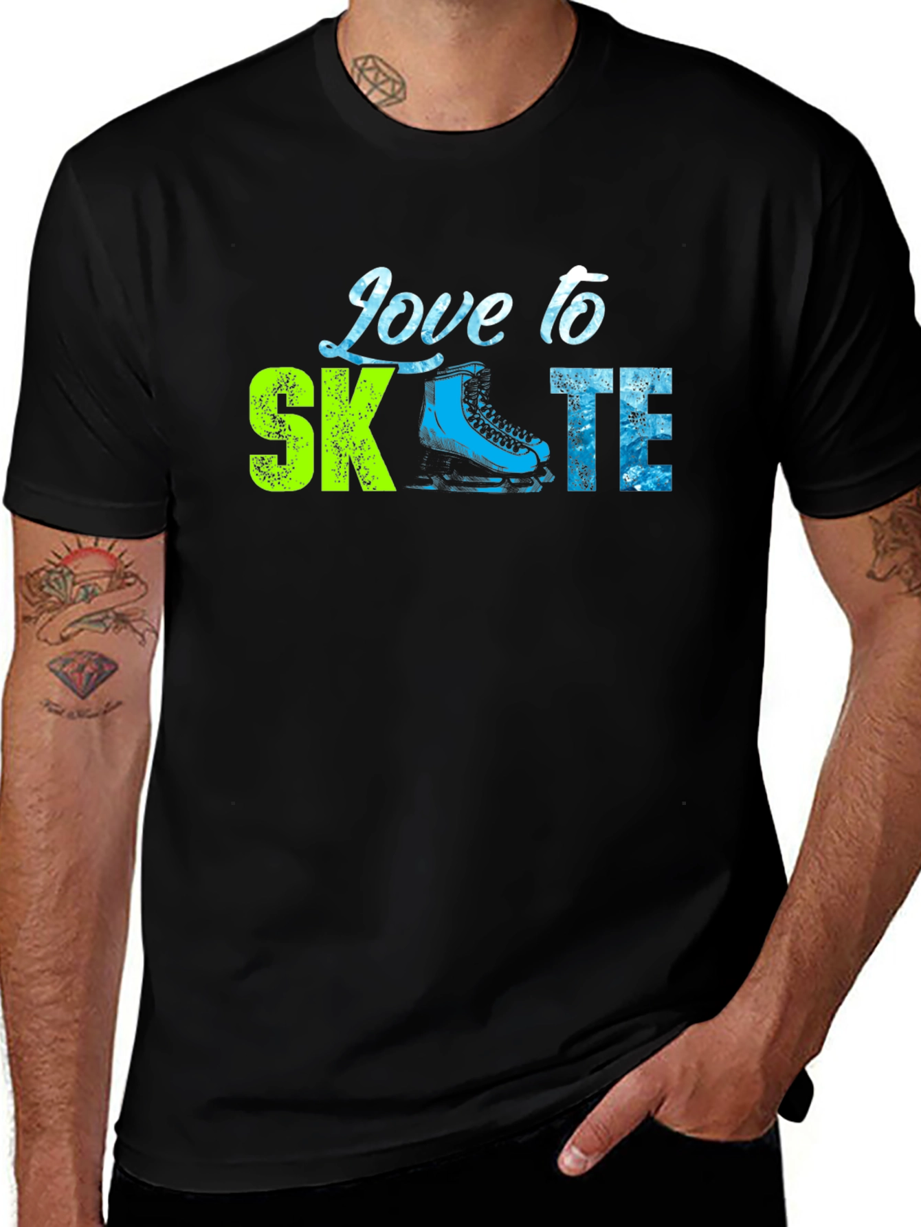 Love to Skate Graphic Tee - Black Cotton T-Shirt