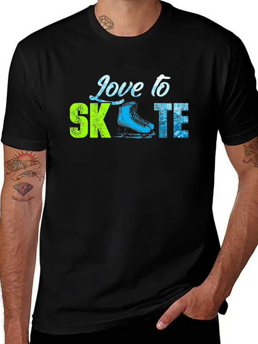 Love to Skate Graphic Tee - Black Cotton T-Shirt