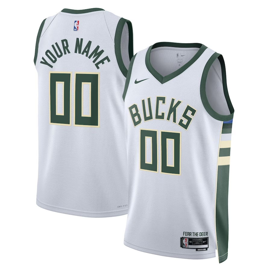 Men's Milwaukee Bucks White Swingman Custom Jerseys - Association Edition