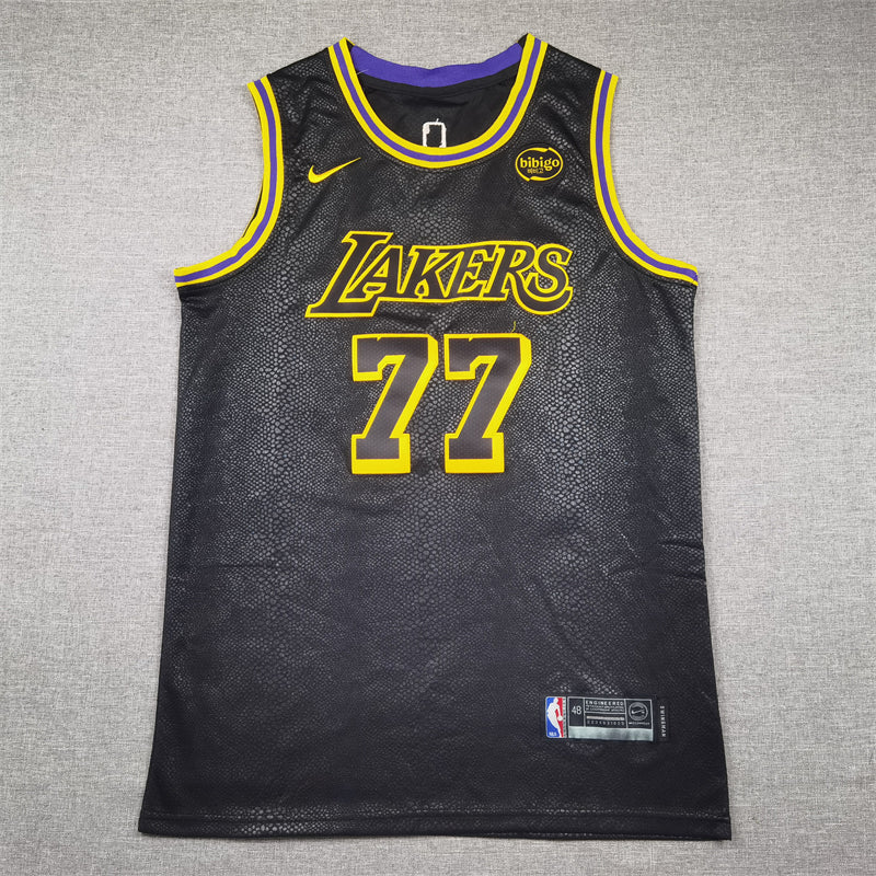 Men's Los Angeles Lakers Luka Doncic #77 Black Swingman Jerseys