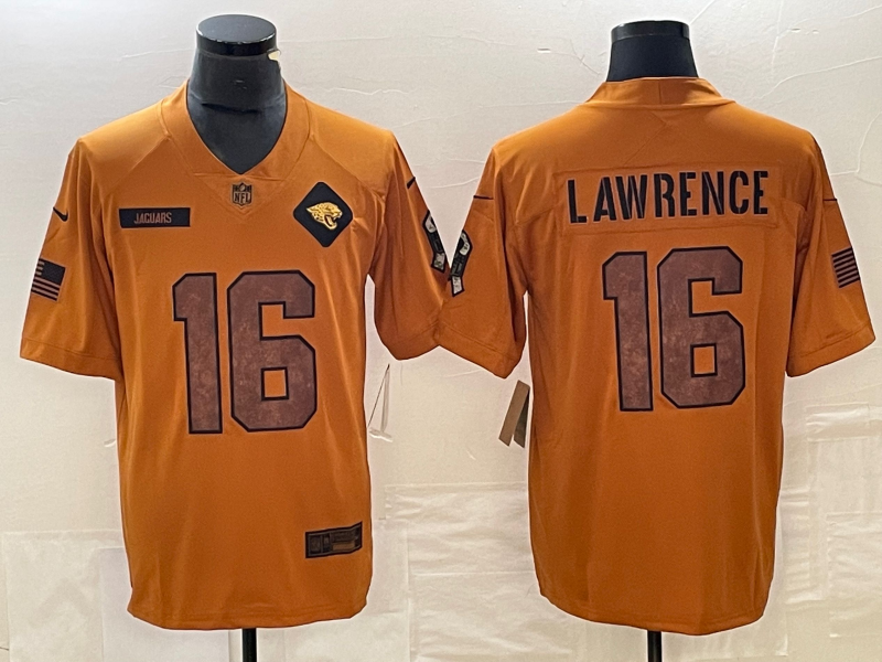 Men's Jacksonville Jaguars Trevor Lawrence #16 Brown 2023 Salute To Service Limited Jerseys
