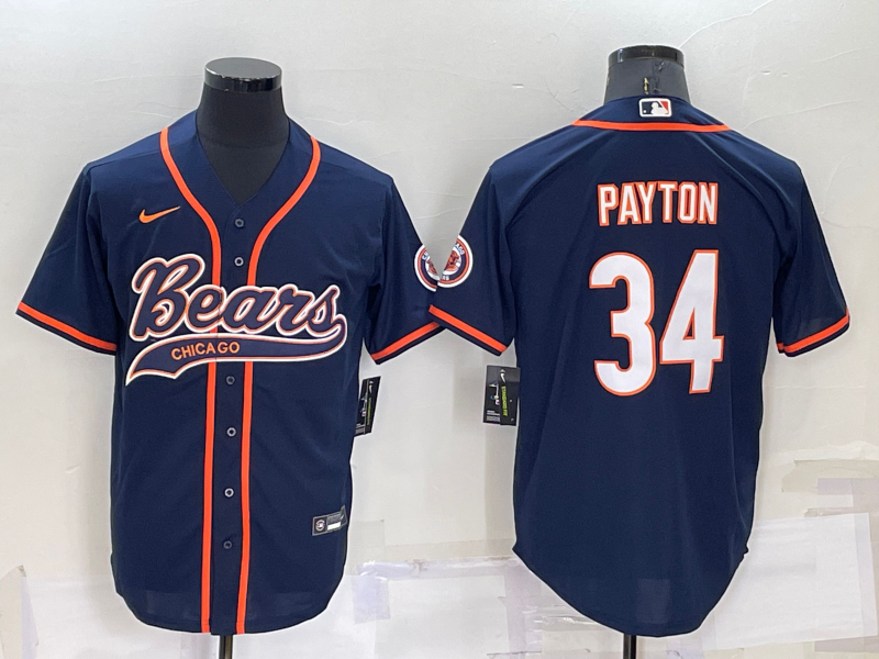 Men's Chicago Bears Walter Payton #34 Navy Game Jerseys Joint Edition