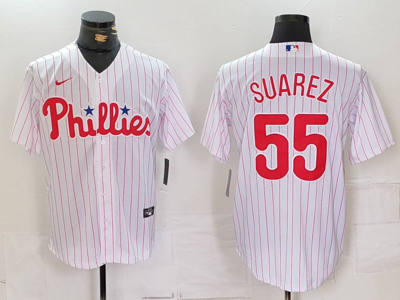 Men's Philadelphia Phillies Ranger Suarez #55 White Home Replica Player Jerseys