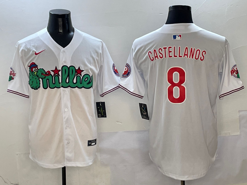 Men's Philadelphia Phillies Nick Castellanos #8 White Game Jerseys
