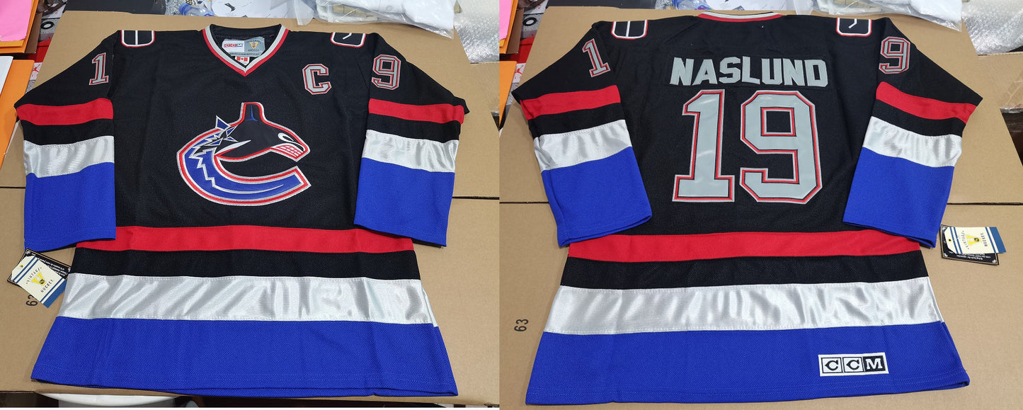 Men's Vancouver Canucks Markus N?slund #19 Black Game Jerseys