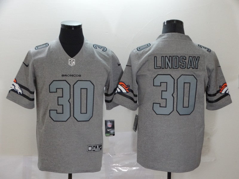 Men's Denver Broncos Phillip Lindsay #30 Gray Game Player Jerseys