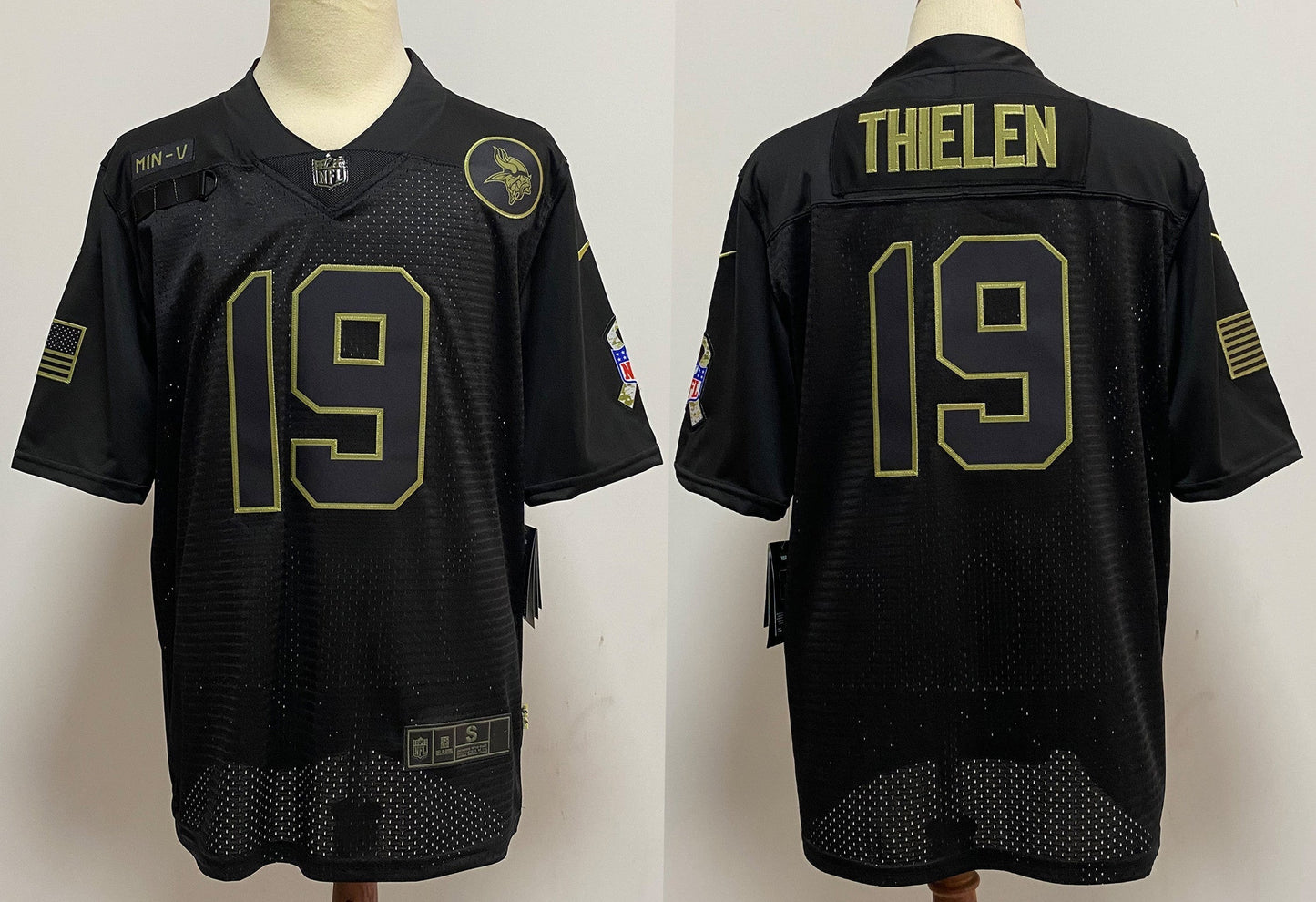 Men's Minnesota Vikings Adam Thielen Black 2020 Salute To Service Limited Jerseys