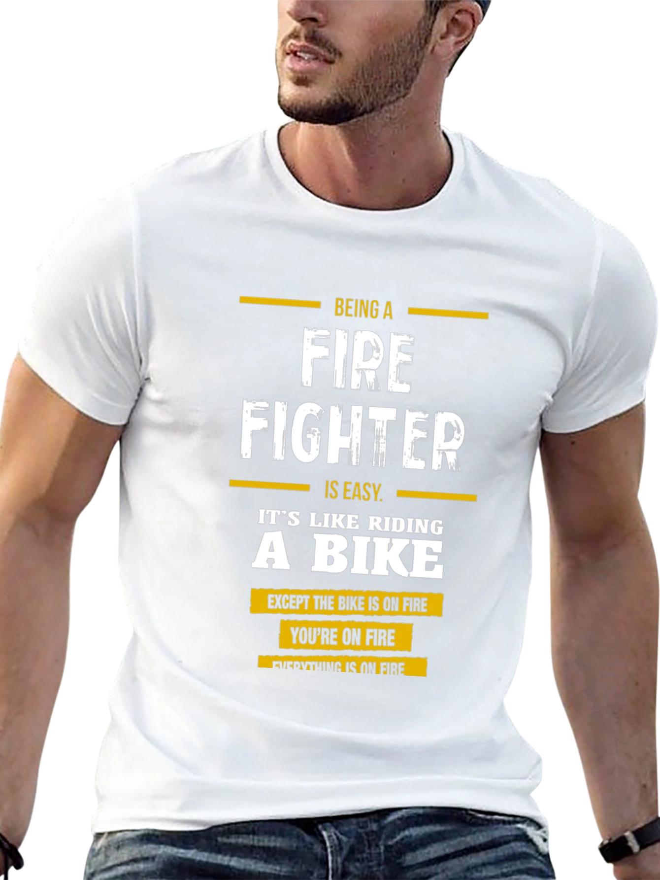 Firefighter T-Shirt: Riding a Bike on Fire