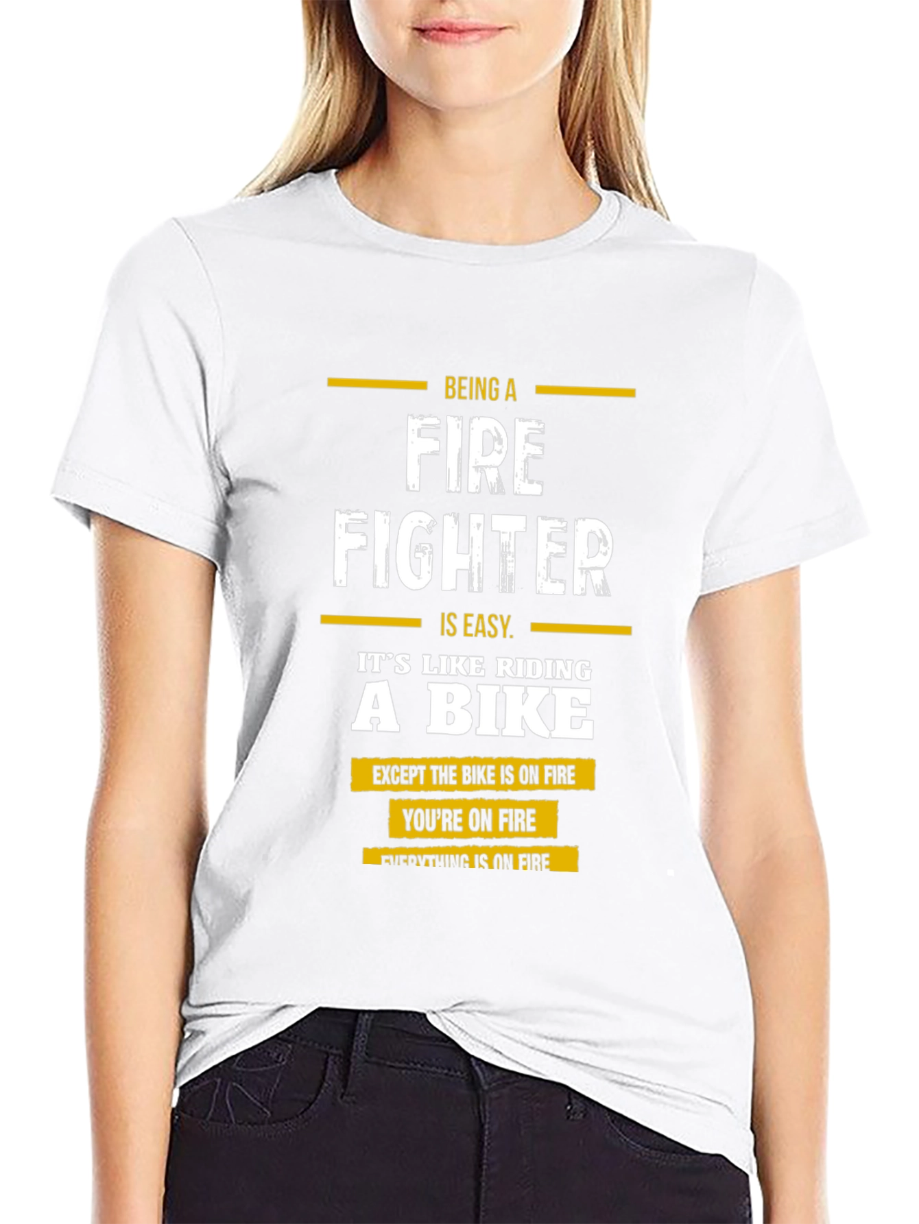 Firefighter T-Shirt: Riding a Bike on Fire