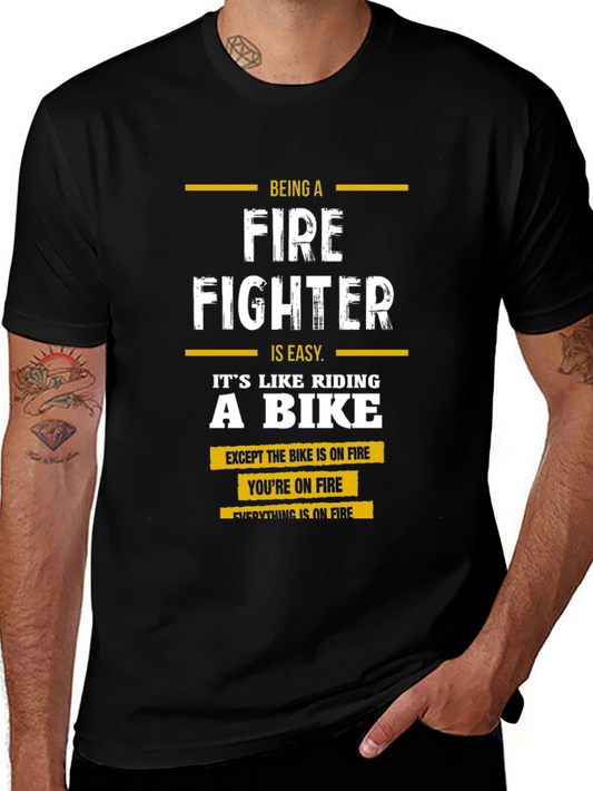 Firefighter T-Shirt: Riding a Bike on Fire