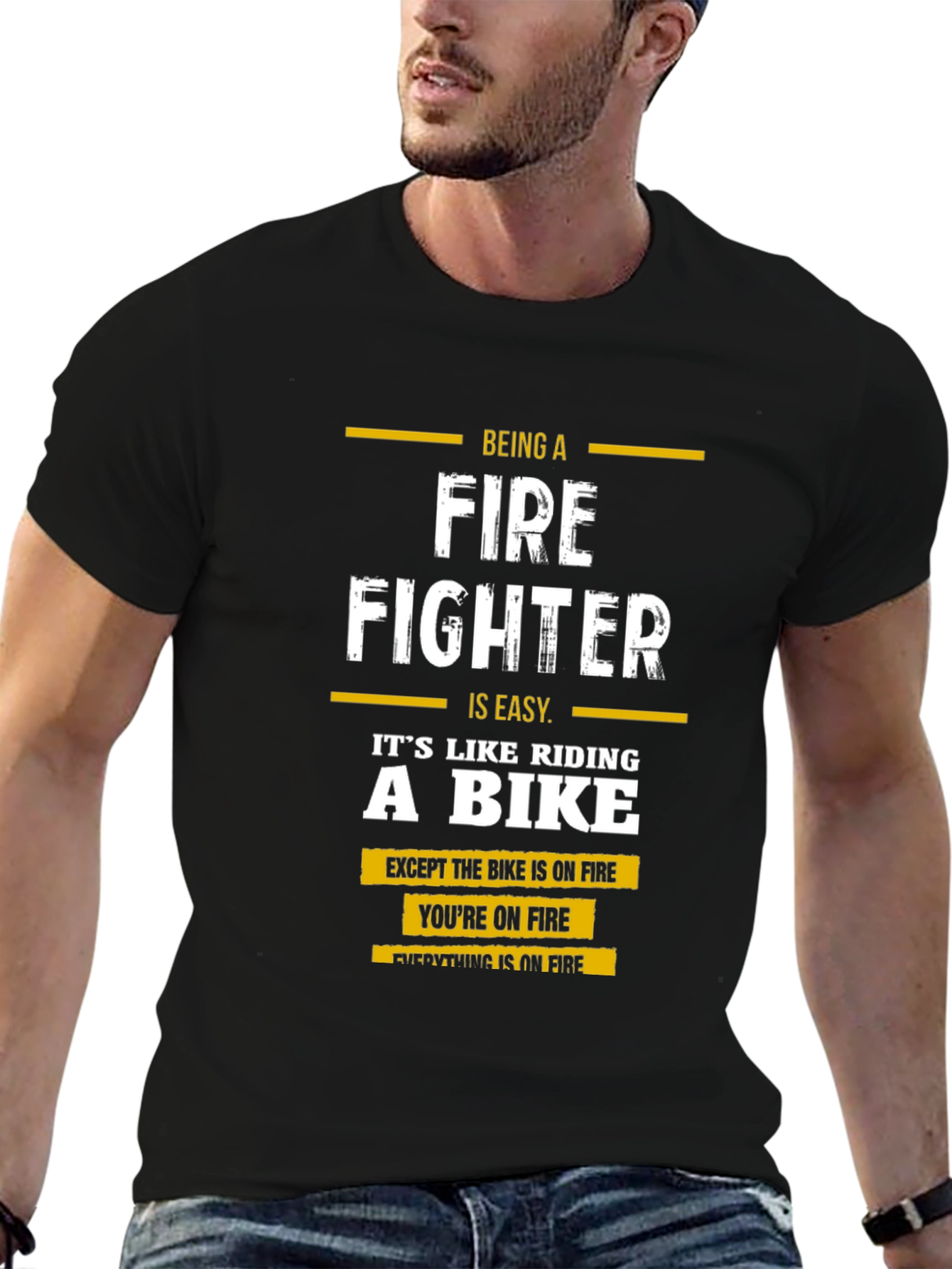 Firefighter T-Shirt: Riding a Bike on Fire