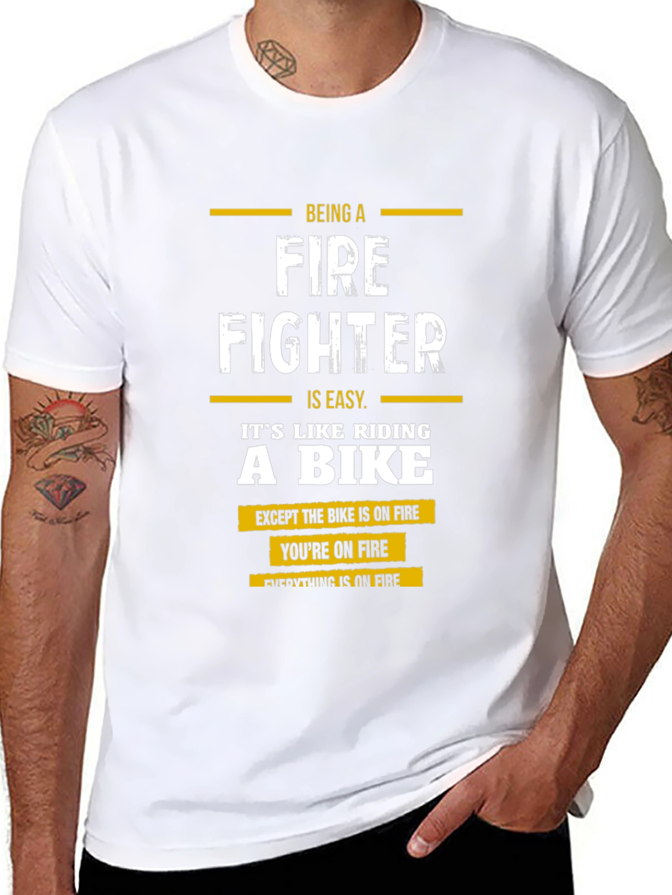 Firefighter T-Shirt: Riding a Bike on Fire