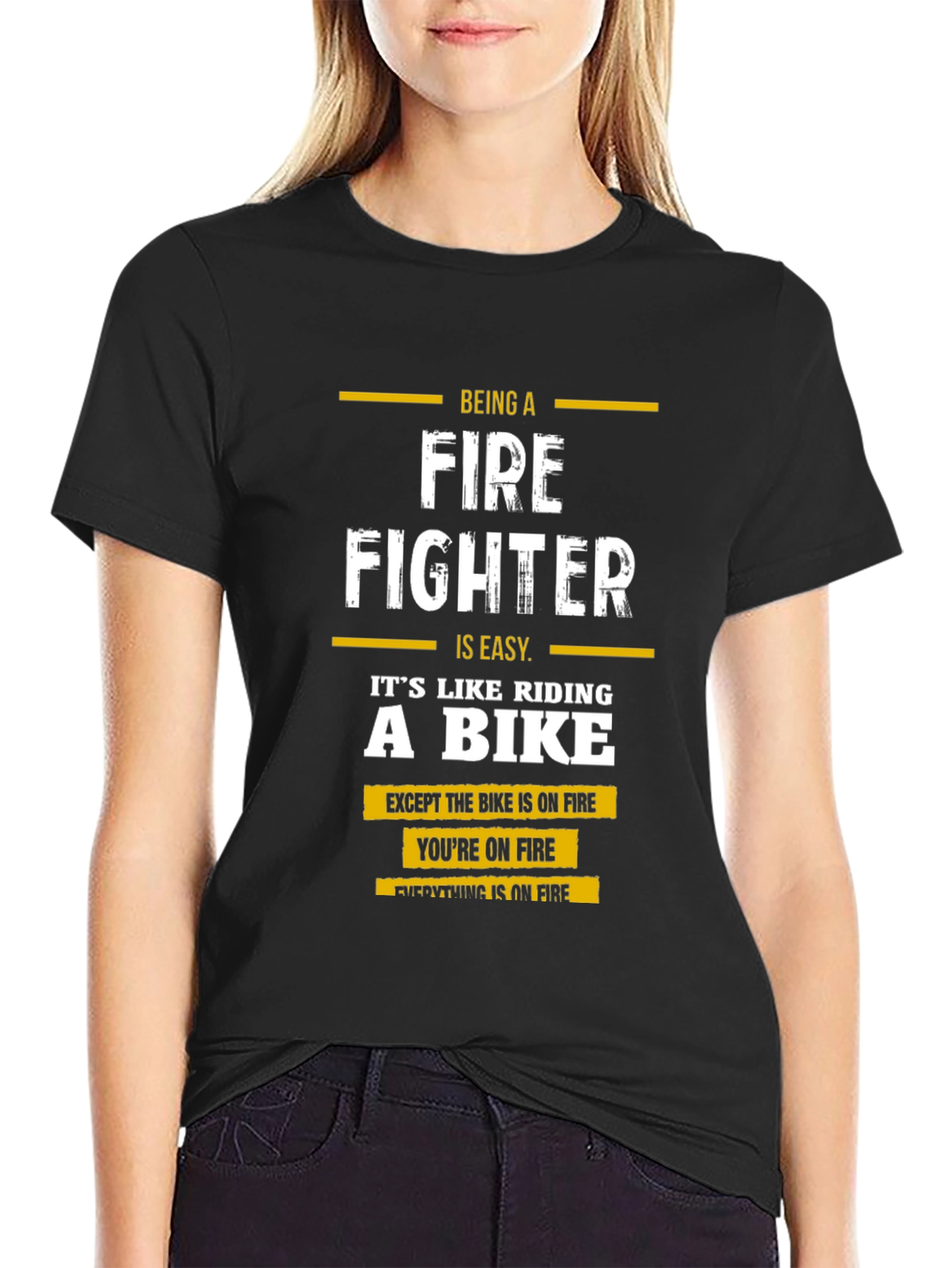 Firefighter T-Shirt: Riding a Bike on Fire