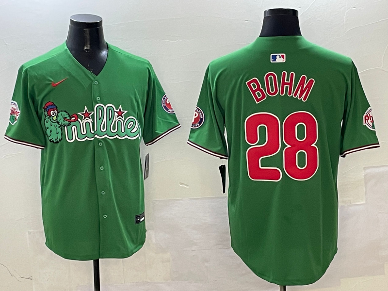 Men's Philadelphia Phillies Alec Bohm #28 Green Replica Team Jerseys