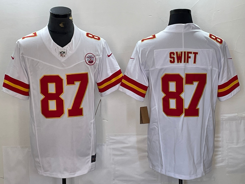 Men's Kansas City Chiefs Taylor Swift #87 White Game Player Jerseys