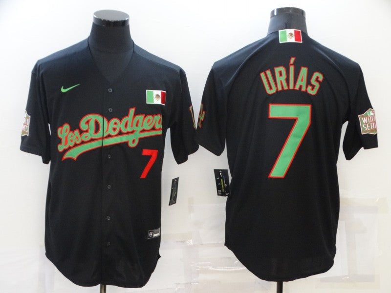 Men's Los Angeles Dodgers Julio Urias #7 Black Player Game Jerseys