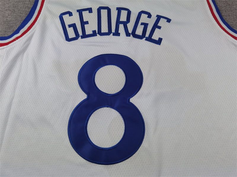 Men's Philadelphia 76ers Paul George #8 White 2024/25 Swingman Player Jerseys - City Edition