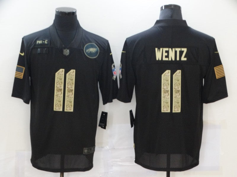 Men's Philadelphia Eagles #11 Carson Wentz Black Replica Player Jerseys