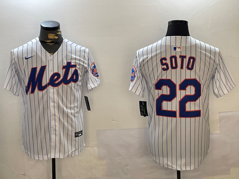 Men's New York Mets Juan Soto #22 White Home Replica Player Jerseys