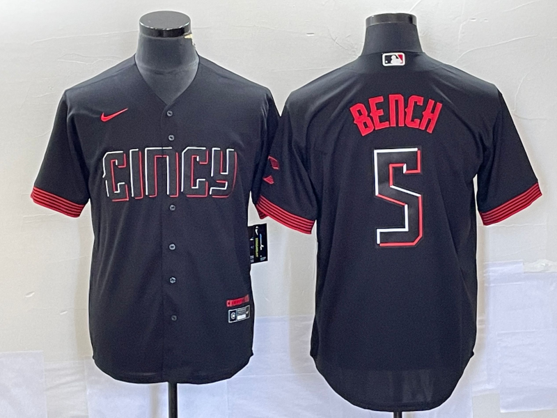 Men's Cincinnati Reds Johnny Bench #5 Black 2023 City Connect Replica Player Jerseys