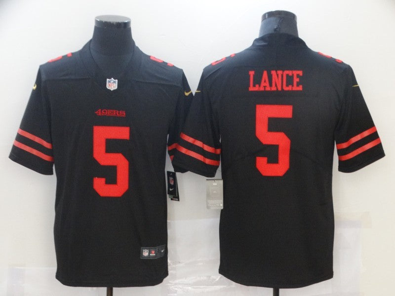 Men's San Francisco 49ers Trey Lance #5 Black Game Jerseys